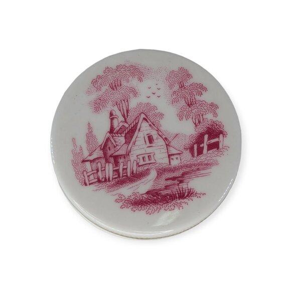 Vintage Spode Red & White Trinket Box Fine Bone China Made in England 2" X 1.5" - Picture 9 of 11